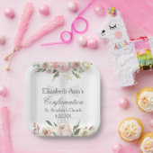 ピンクエレガントフローラ確認パーティーカスタム ペーパープレート (パーティー)