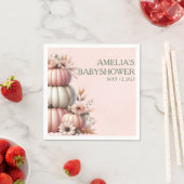 ピンクエレガントフローラ秋カボチャ赤ちゃんシャワー スタンダードカクテルナプキン (インサイチュ)