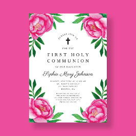 ピンクエレガントフローラ第1聖餐式 招待状