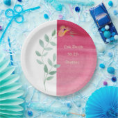 ピンクエレガントフローラ紙プレート ペーパープレート (パーティー)