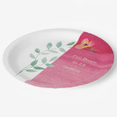 ピンクエレガントフローラ紙プレート ペーパープレート (アングル)