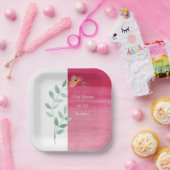 ピンクエレガントフローラ紙プレート ペーパープレート (パーティー)