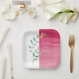 ピンクエレガントフローラ紙プレート ペーパープレート