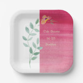 ピンクエレガントフローラ紙プレート ペーパープレート (正面)