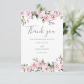 ピンクエレガントフローラ結婚のフラットサンキューカード サンキューカード (スタンド正面)