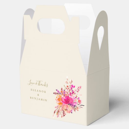 ピンクエレガントフローラ結婚の写真カスタムありがとう フェイバーボックス (オープン)
