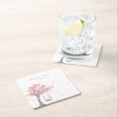 ピンクエレガントフローラ結婚ズ スクエアペーパーコースター (インサイチュ)