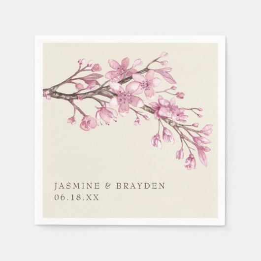 ピンクエレガントフローラ結婚ズ スタンダードカクテルナプキン (正面)