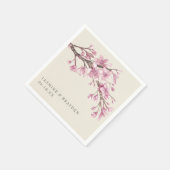 ピンクエレガントフローラ結婚ズ スタンダードカクテルナプキン (角)