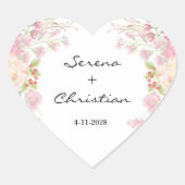 ピンクエレガントフローラ結婚ズ ハートシール (正面)
