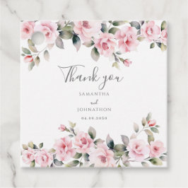 ピンクエレガントフローラ結婚ズ フェイバータグ