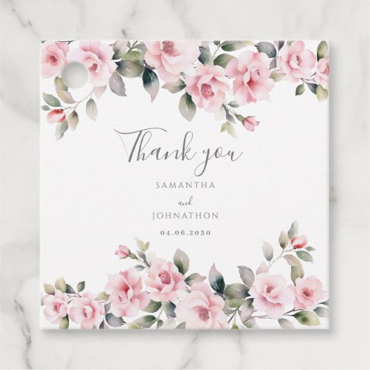 ピンクエレガントフローラ結婚ズ フェイバータグ (正面)