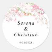 ピンクエレガントフローラ結婚ズ ラウンドシール (正面)