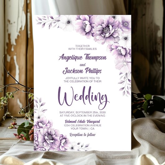 ピンクエレガントフローラ結婚ズ 招待状