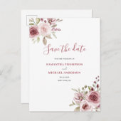 ピンクエレガントフローラ結婚ズ 案内ポストカード (正面/裏面)