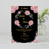 ピンクエレガントフローラ結婚ズ 箔招待状 (立ち正面)