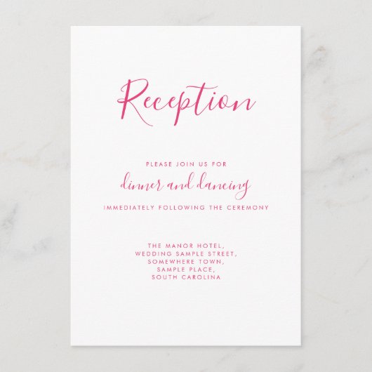 ピンクエレガントフローラ結婚式レセプションカード エンクロージャーカード (正面)