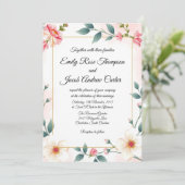 ピンクエレガントフローラ結婚式招待状テンプレート 招待状 (スタンド正面)