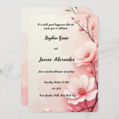 ピンクエレガントフローラ結婚式招待状ロマンチック 招待状 (正面/裏面)