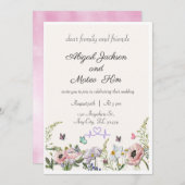 ピンクエレガントフローラ結婚式招待状 招待状 (正面/裏面)