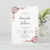 ピンクエレガントフローラ結婚式招待状 招待状 (スタンド正面)