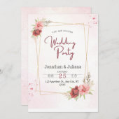 ピンクエレガントフローラ結婚式招待状 招待状 (正面/裏面)