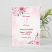 ピンクエレガントフローラ結婚式招待状 招待状 (スタンド正面)