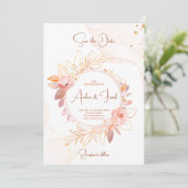 ピンクエレガントフローラ結婚式招待状(QRコード付き) 招待状 (スタンド正面)