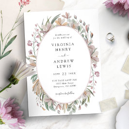 ピンクエレガントフローラ結婚植物薬 招待状