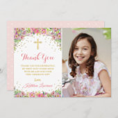 ピンクエレガントフローラ聖体拝領 招待状 (正面/裏面)