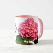 ピンクエレガントフローラ花あじさいお母さん最高のは今まで マグカップ (正面右)
