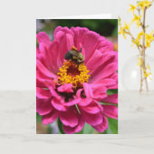 ピンクエレガントフローラ花ムームデイジーミツバチ カード (黄色い花)