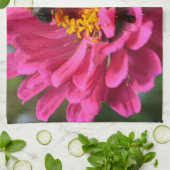 ピンクエレガントフローラ花ムームデイジーミツバチ キッチンタオル (折り畳み)