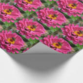 ピンクエレガントフローラ花ムームデイジーミツバチ ラッピングペーパー (角)