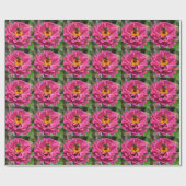 ピンクエレガントフローラ花ムームデイジーミツバチ ラッピングペーパー (フラット)