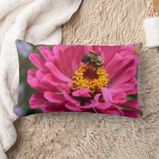 ピンクエレガントフローラ花ムームデイジーミツバチ ランバークッション (ブランケット)