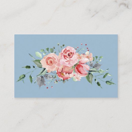 ピンクエレガントフローラ記念祈りの言葉カード 名刺 (裏面)