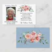 ピンクエレガントフローラ記念祈りの言葉カード 名刺 (正面/裏面)