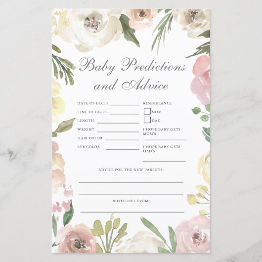 ピンクエレガントフローラ赤ちゃんシャワー予測アドバイス (正面)