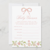 ピンクエレガントフローラ赤ちゃんシャワー推測用ゲームカード 招待状 (正面)