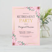 ピンクエレガントフローラ退職お祝い 招待状 (スタンド正面)