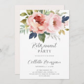 ピンクエレガントフローラ退職パーティの招待状 招待状 (正面/裏面)