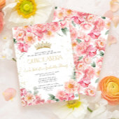 ピンクエレガントフローラ金ゴールドティアラキンセアニラ 招待状