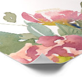 ピンクエレガントフローラ金ゴールドブライダルシャワーブランチ標識 ポスター (角)