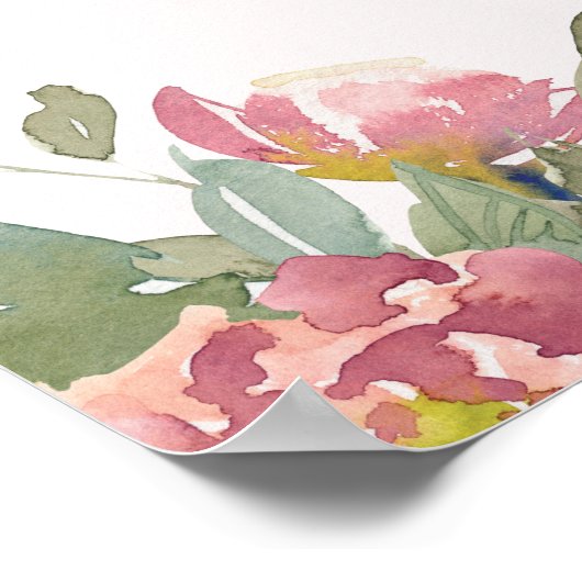 ピンクエレガントフローラ金ゴールドブライダルシャワーブランチ標識 ポスター (角)