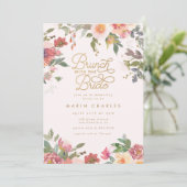 ピンクエレガントフローラ金ゴールドブライダルシャワーブランチ 招待状 (スタンド正面)