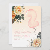 ピンクエレガントフローラ2歳 招待状 (正面)