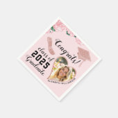 ピンクエレガントフローラ2025年卒業 スタンダードカクテルナプキン (角)