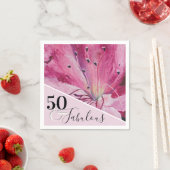 ピンクエレガントフローラ50と素晴らしい誕生日 スタンダードカクテルナプキン (インサイチュ)