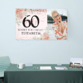 ピンクエレガントフローラ60誕生日写真 横断幕 (トレードショー)